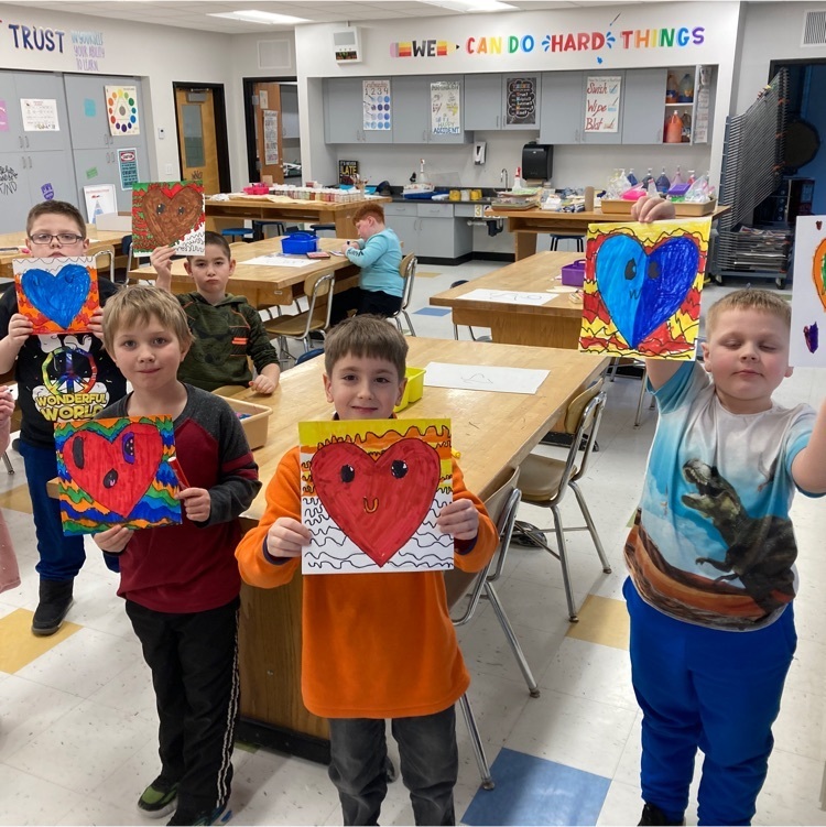 afton students with artwork