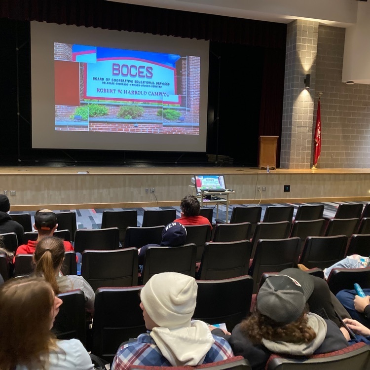 Afton students viewing presentation video