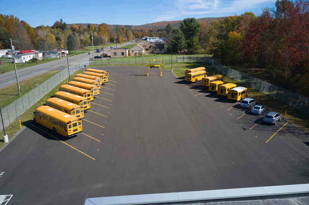 School Busses Aerial View