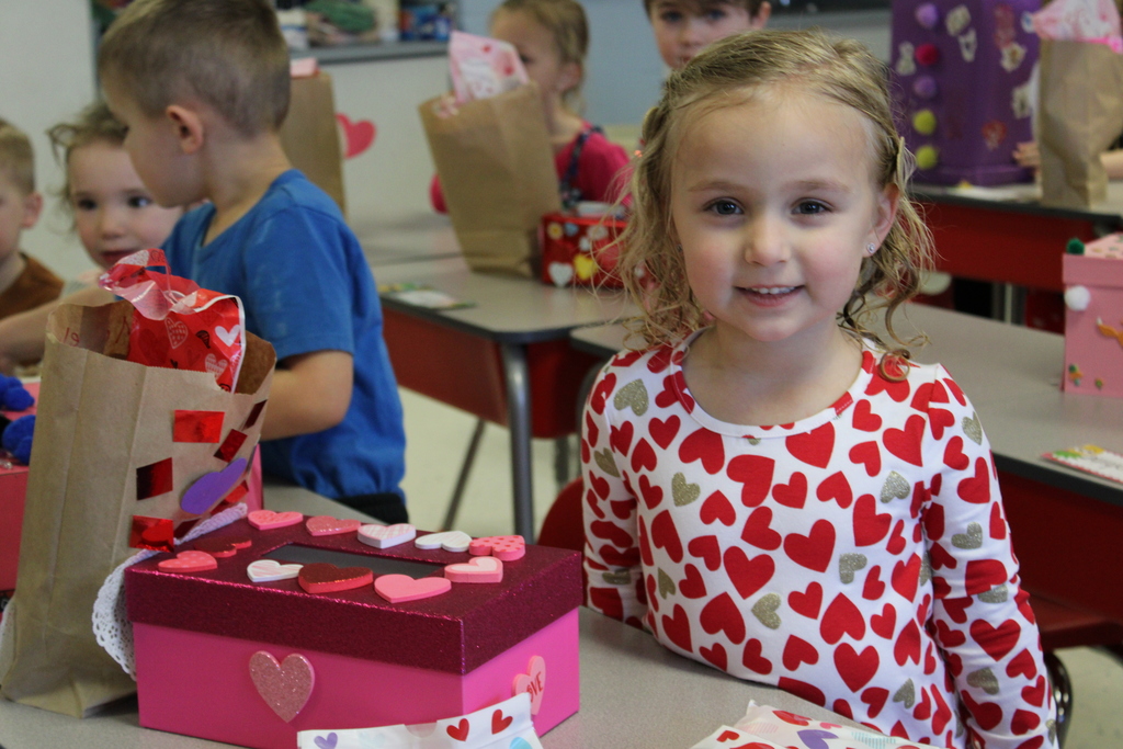 Girl with box of Valentines