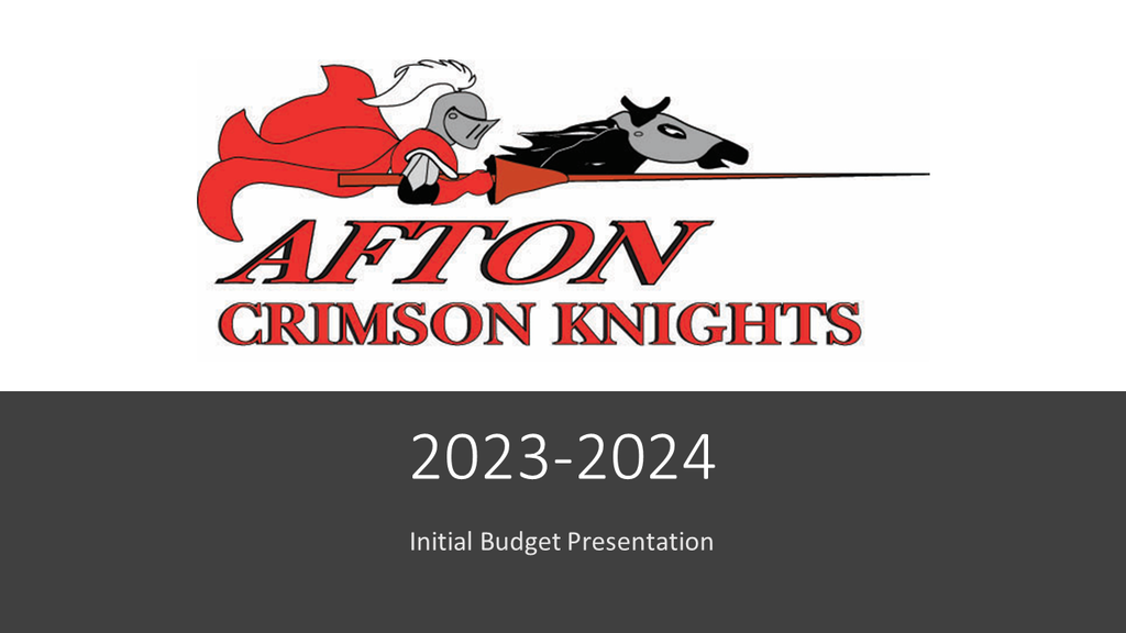 Afton Crimson Knights 2023-2024 Initial Budget Presentation Slide 1