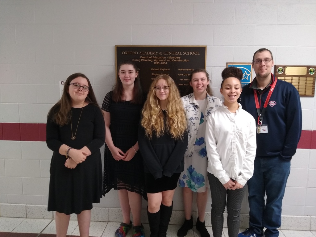 Congratulations to the following Afton Middle and High School students who participated in the All-Chenango County Elementary Chorus, Middle School Band, and High School Band this past weekend at Oxford Academy:  Brooklynn Svoboda-Cobb , Sophia McCumber, Jyllian Garipoli, Samantha Miller, Serenity Oliveras, and Emmeline Vroman.