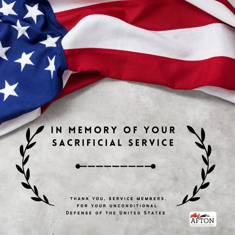 American flag with caption: In memory of your sacrificial service. Thank you service members for your unconditional defense of the United States.