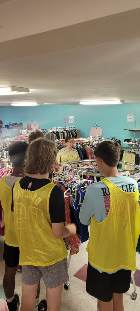 Soccer Players helping at Tabitha's Closet
