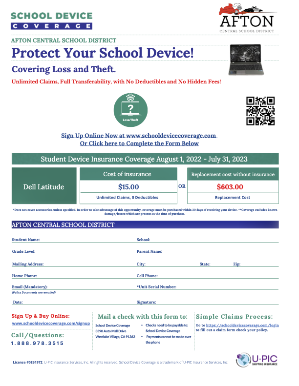 Protect Your School Device Concerning Loss/Theft!
