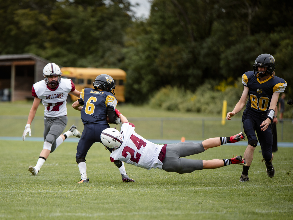 Football players in action